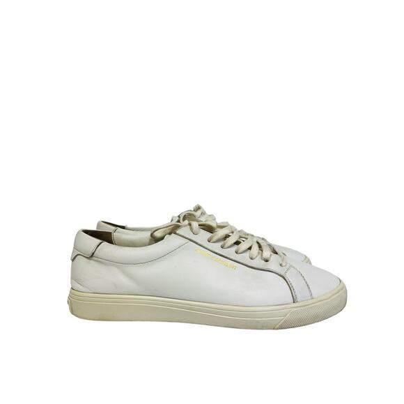 SAINT LAURENT White Leather ANDY Logo Low Top Lace Up Sneakers 37.5. US 7.5 - Picture 6 of 12